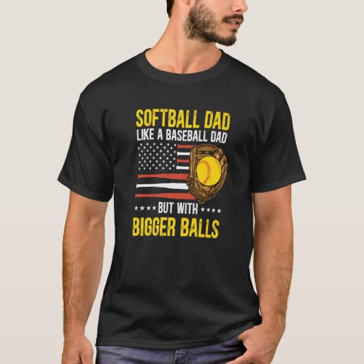 Mens Funny Softball Dad Like A Baseball Dad US Fla T-Shirt (Vorderseite)