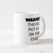 Mens Funny Strauß Koffein wird Haar auf die Brust Jumbo-Tasse (Vorderseite Rechts)