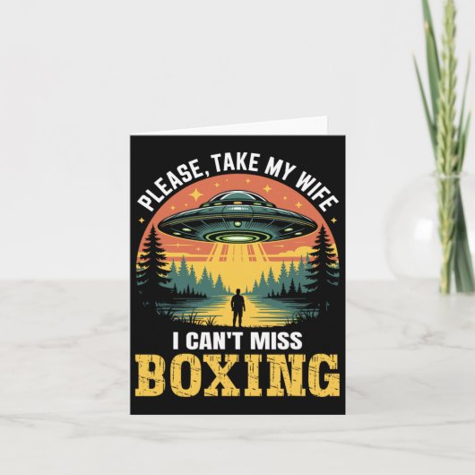 Mens Funny Ufo Boxing Joke Alien Entführung Retro Karte (Vorderseite)