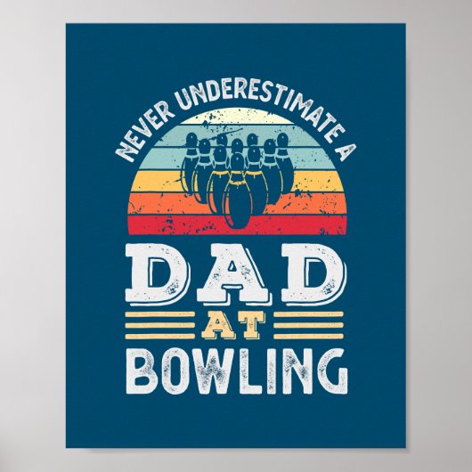 Mens Funny Vater im Bowling Vaters Day Mens Poster (Vorne)