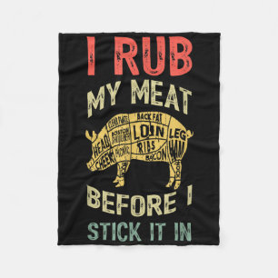 Mens Funny Vater Liebe Grillen I Rub My Meat Grill Fleecedecke