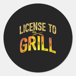 Mens Funny Vater Lieben Grillen Lizenz für Grill F Runder Aufkleber