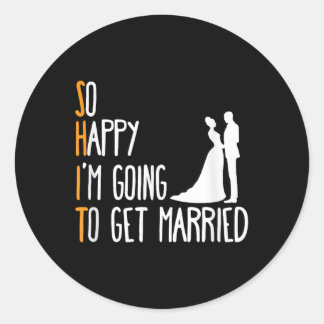 Mens Funny Wedding Sarcastic Groom Bride Engagemen Runder Aufkleber
