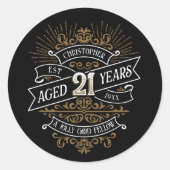 Mens Funny Whiskey 21. Geburtstag Runder Aufkleber (Vorderseite)