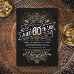 Mens Funny Whiskey 60. Geburtstag Einladung<br><div class="desc">Feiern Sie die großen 6-0 mit Stil und Spaß mit diesem Vintagen Whiskey Label-inspiriert Geburtstagsdesign. Die Typografie in Schwarz, Gold und Weiß ist verziert und elegant und verleiht ihr ein klassisches Retro-Vintages Ambiente. Ideal für den Mann (oder die Frau!) in Ihrem Leben, der ihre Lieben, Spirituosen, Bourbon und andere alkoholische...</div>