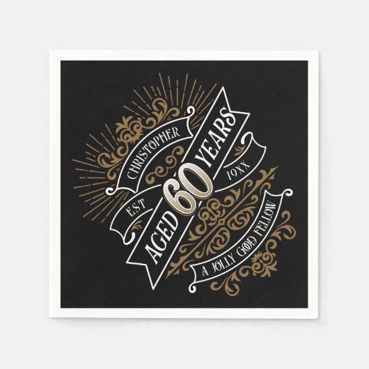 Mens Funny Whiskey 60. Geburtstag Serviette (Vorderseite)