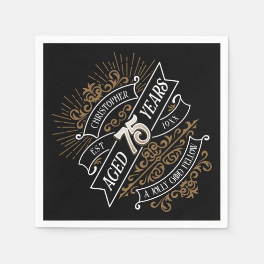 Mens Funny Whiskey 75. Geburtstag Serviette (Vorderseite)