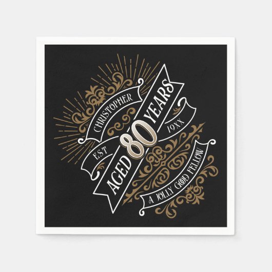Mens Funny Whiskey 80. Geburtstag Serviette (Vorderseite)