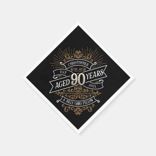 Mens Funny Whiskey 90. Geburtstag Serviette (Ecke)