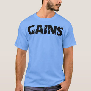 Mens GAINS Gym Fitness Workout Bodybuilding Motiva T-Shirt