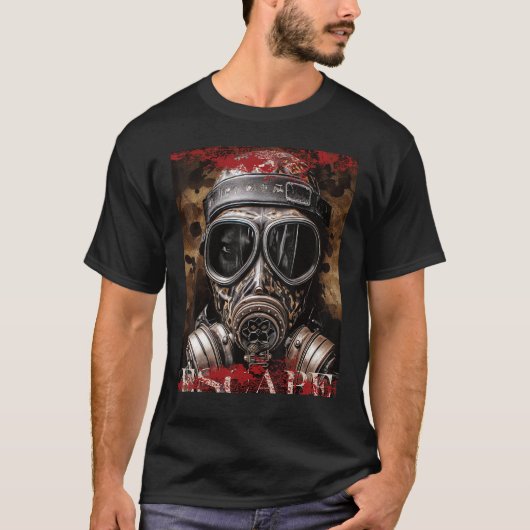 Mens Gas Mask Escape Military Streetwear Collectio T-Shirt (Vorderseite)