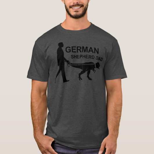 Mens German Shepherd Vater Dinosaur GSD Eigentümer T-Shirt (Vorderseite)