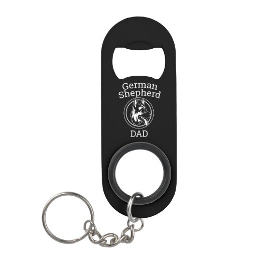 Mens German Shepherd Vater Mini Flaschenöffner (Vorderseite)