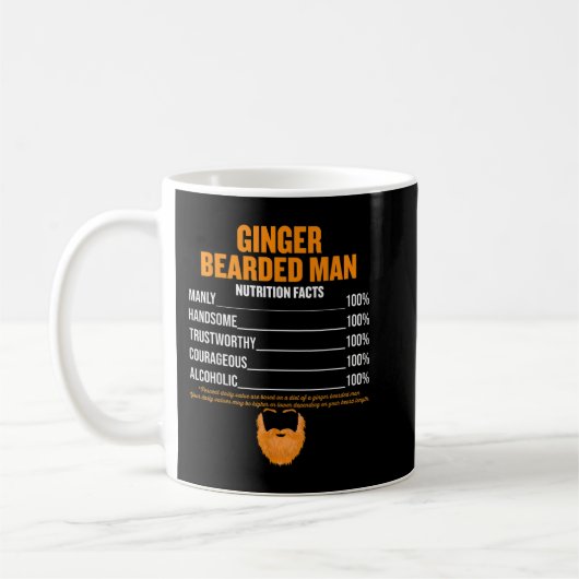 Mens Ginger Bearded man Nutrition Fakten Rothead Kaffeetasse (Links)