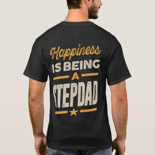 Mens Glück ist ein Stepdad - Vater Großvater T-Shirt (Rückseite)