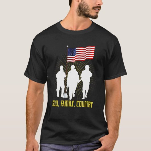 Mens God Family Country Stolz Soldat American Pri T-Shirt (Vorderseite)