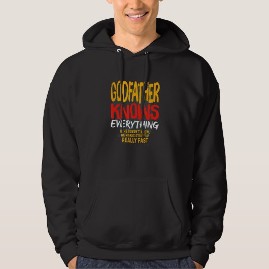Mens Godfather Knows Everything Funny Dad Fath Hoodie (Vorderseite)