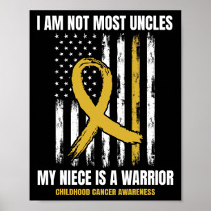 Mens Gold Childhood Cancer Awareness Niece Uncle A Poster