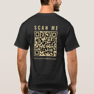 Mens Gold Scan Me QR-Code Vor- und Rückseite T-Shirt