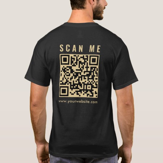 Mens Gold Scan Me QR-Code Vor- und Rückseite T-Shirt (Rückseite)