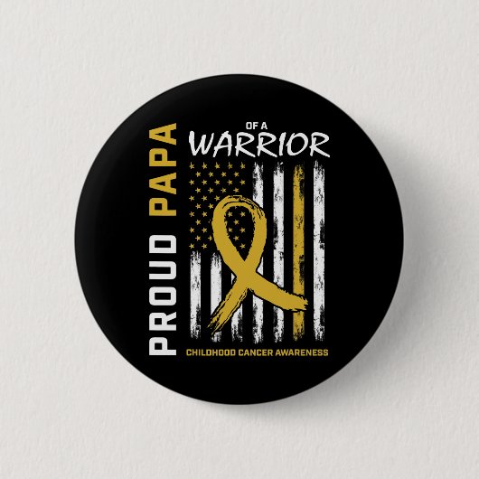 Mens Gold Stolz Papa Kinderkrebs Button (Vorderseite)
