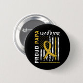 Mens Gold Stolz Papa Kinderkrebs Button (Vorne & Hinten)