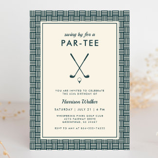Mens Golf Birthday Party Any Age Modern Green Einladung