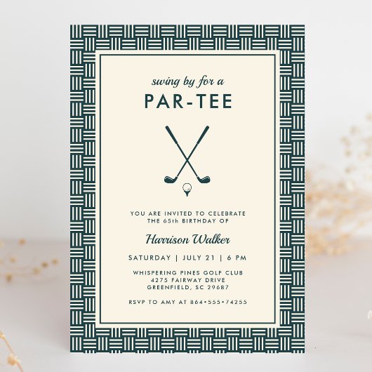 Mens Golf Birthday Party Any Age Modern Green Einladung