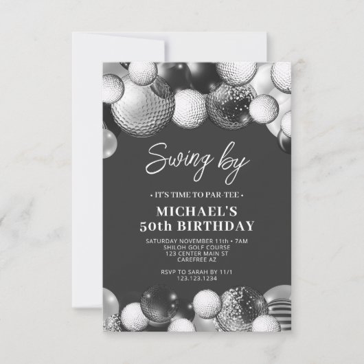 Men's Golf Partee 50. Geburtstag Einladung (Vorderseite)