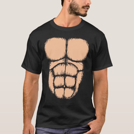 Mens Gorilla Chest Muscles Six Pack T-Shirt (Vorderseite)