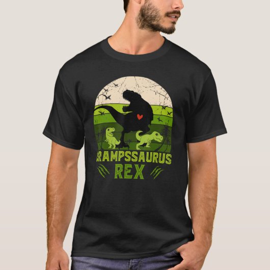 Mens Grampssaurus Rex 2 Kinder Sonnenuntergang für T-Shirt (Vorderseite)