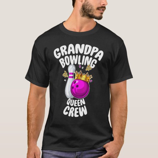 Mens Grandpa Bowling Königin Crew Match W T-Shirt (Vorderseite)