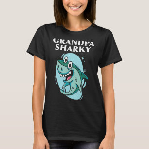 Mens Grandpa Sharky Großvater Hai Großeltern T-Shirt