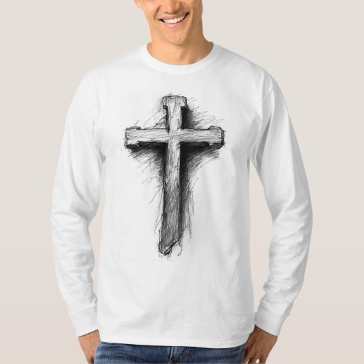 Men's Graphic Christian Cross Long Sleeve Tee  (Vorderseite)