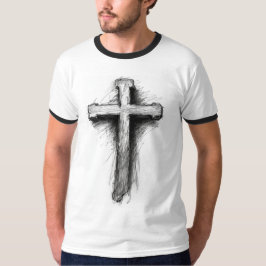Men's Graphic Christian Cross Ringer Tee
