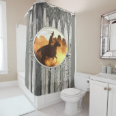 Mens grauer Cowboy umzäunt Duschvorhang (Beispiel)