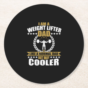 Mens Great Weightlifter Vater Gift Papa Gym T - Sh Runder Pappuntersetzer