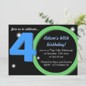Mens Green / Blue Dreißig 40. Geburtstag Party Einladung (Stehend Vorderseite)
