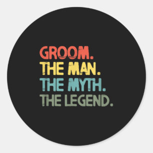 Mens Groom Wedding Bachelor Party Retro Vintag Runder Aufkleber