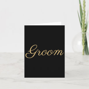 Mens Groom Wedding , Gold Script, Matching Bridge Karte