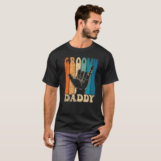 Mens Groovy Daddy 70s Aesthetic Nostalgia 1970's R T-Shirt (Vorne ganz)