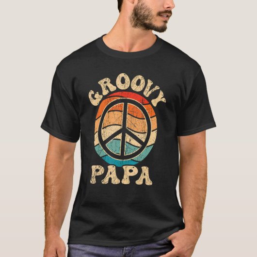 Mens Groovy Papa 70er Ästhetische Nostalgie 1970er T-Shirt (Vorderseite)