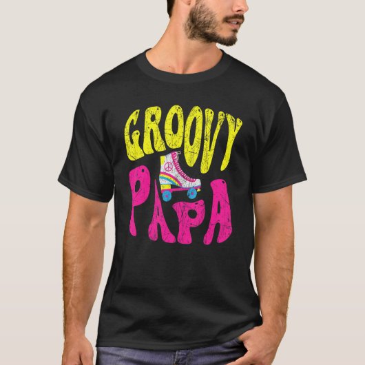 Mens Groovy Papa 70er Ästhetische Nostalgie 1970er T-Shirt (Vorderseite)