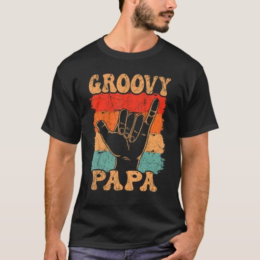 Mens Groovy Papa 70er Ästhetische Nostalgie 1970er T-Shirt (Vorderseite)