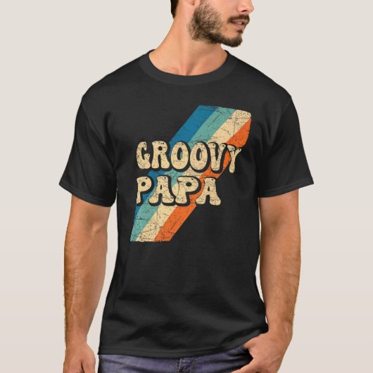 Mens Groovy Papa 70er Ästhetische Nostalgie 1970er T-Shirt (Vorderseite)