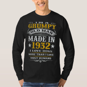 Mens Grumpy alter Mann Made in 1932 90. Geburtstag T-Shirt