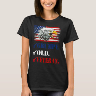 Mens Grumpy Old Veteran American Eagle Flag Cool F T-Shirt