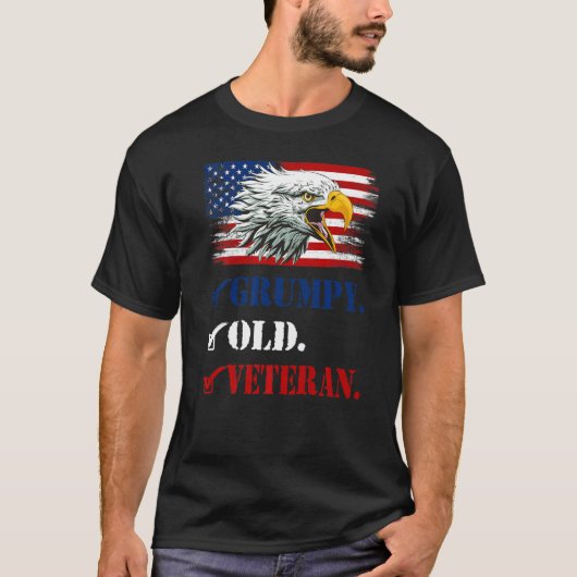 Mens Grumpy Old Veteran American Eagle Flag Cool F T-Shirt (Vorderseite)