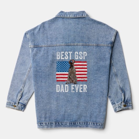 Mens Gsp Vater American Flag Deutscher Kurzhaar Jeansjacke (Rückseite)