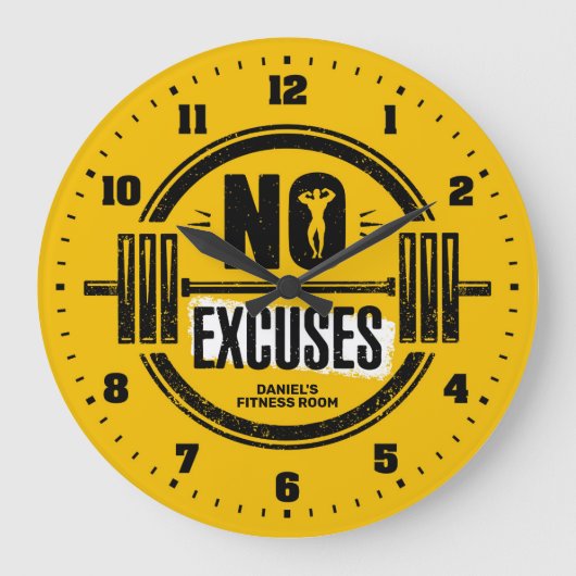 Men's Gym Fitness Room Personalized Wall Clock Große Wanduhr (Vorderseite)